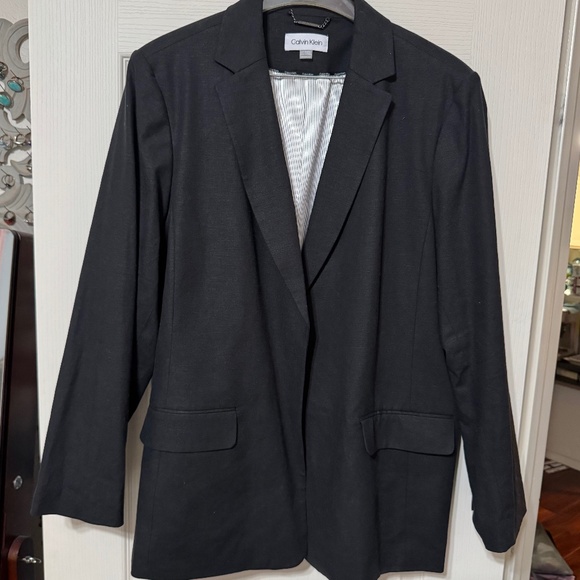 Calvin Klein Black Linen Blazer - Picture 1 of 3